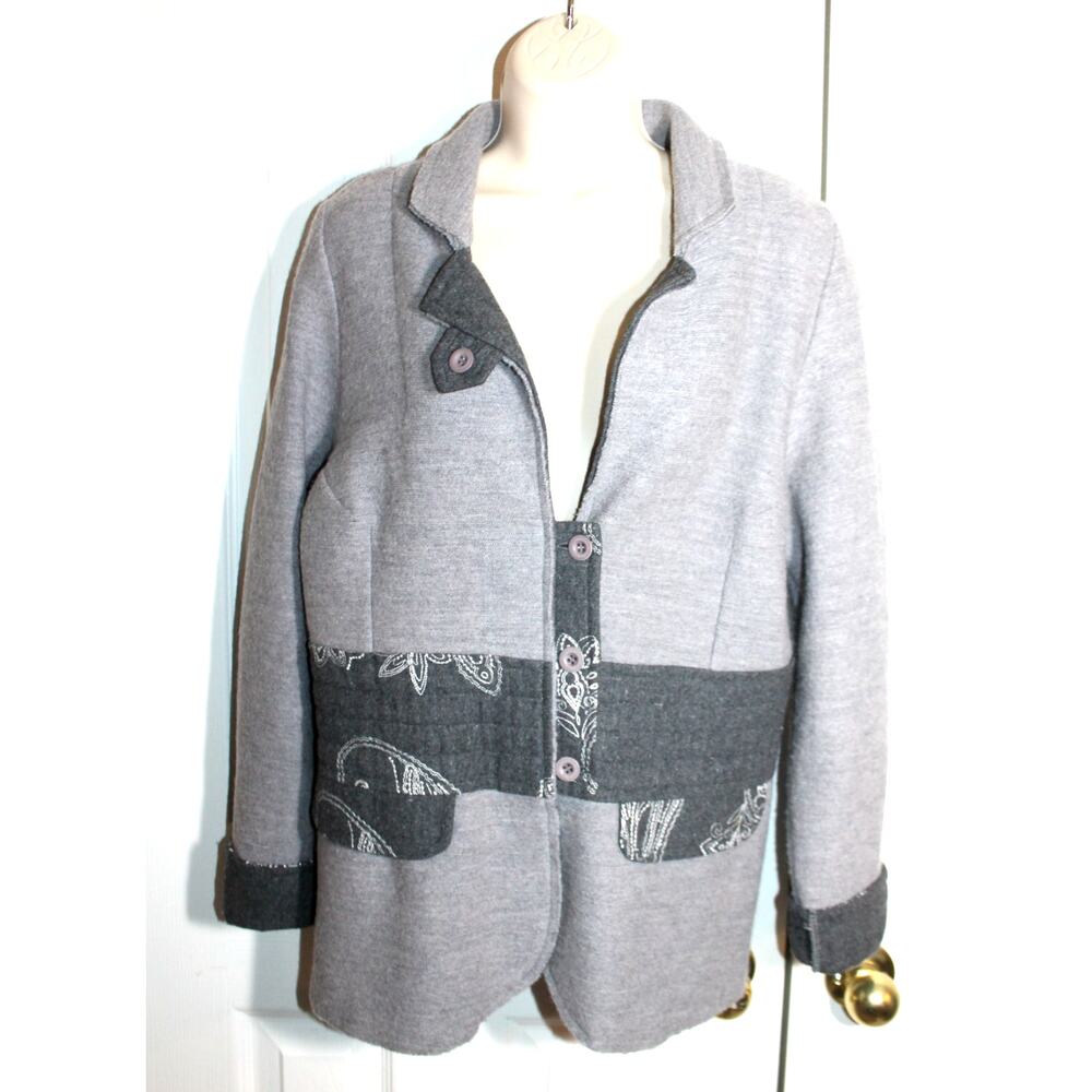 Cocoon Gray Color Block Wool Blazer Cardigan sz S